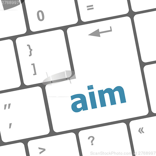 Image of aim word with key on enter keyboard