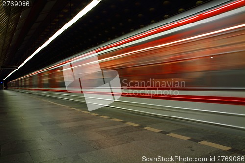 Image of Prague station (subway in the motion)