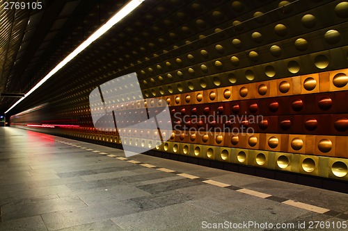 Image of Prague station (subway in the motion)