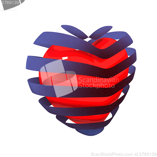 Image of 3d beautiful red glossy heart of the bands
