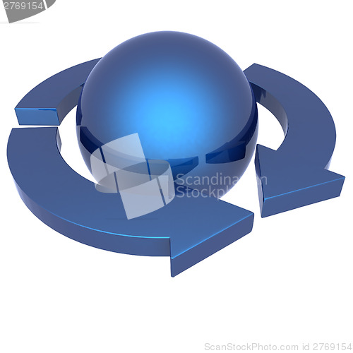 Image of Abstract blue sphere and arrows