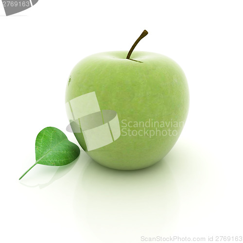 Image of apple with leaf 