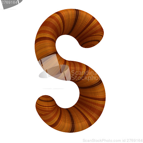 Image of Wooden Alphabet. Letter "S" on a white