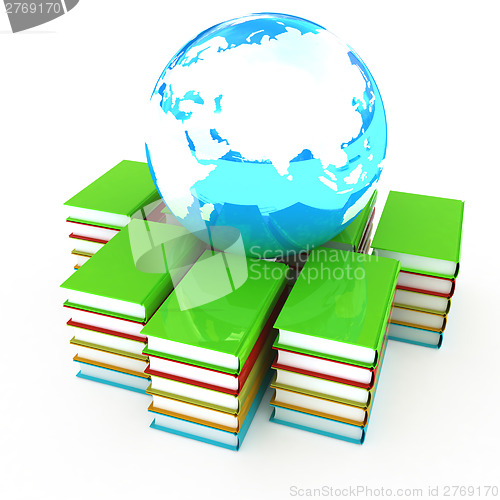 Image of book and earth on a white background