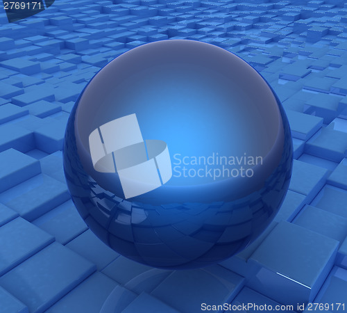 Image of abstract urban background and sphere. Close-up