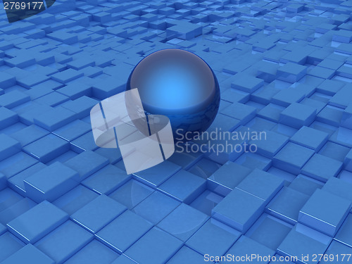 Image of abstract urban background and sphere 