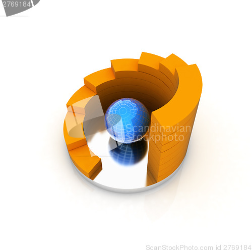 Image of Abstract structure with blue bal in the center 