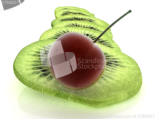 Image of slices of kiwi and cherry