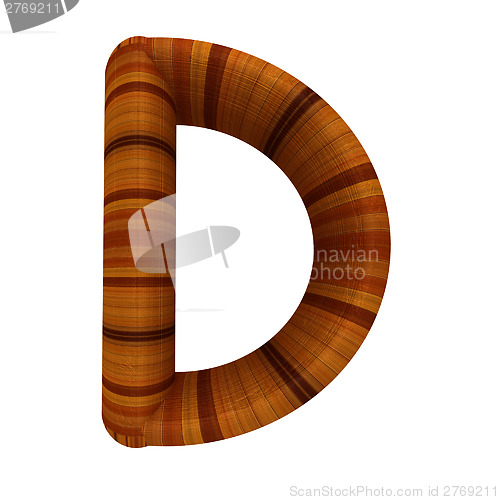 Image of Wooden Alphabet. Letter "D" on a white