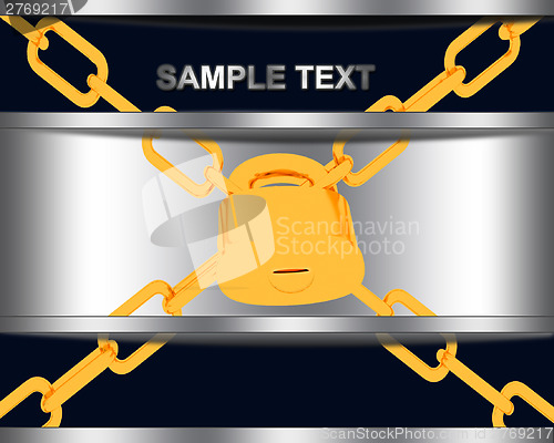 Image of Metal template with gold chains and padlock