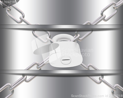 Image of Metal template with chains and padlock