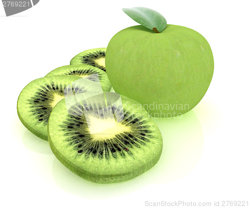 Image of slices of kiwi and apple