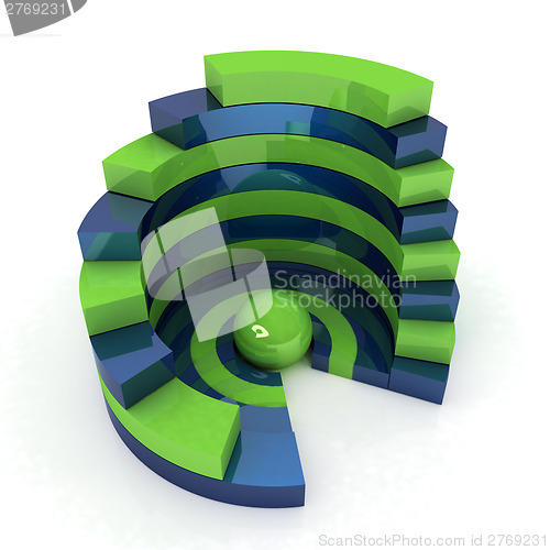 Image of Abstract structure with green bal in the center