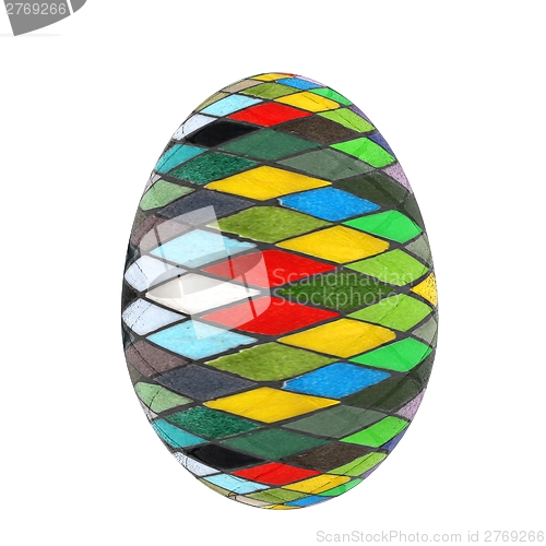 Image of Easter Egg with colored strokes Isolated on white background