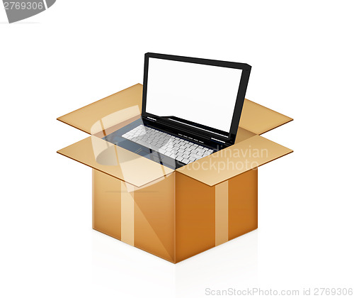 Image of Laptop in cardboard box