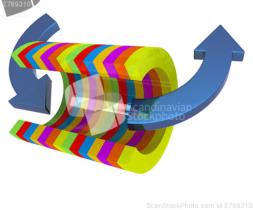 Image of 3d colorful abstract cut pipe and arrows