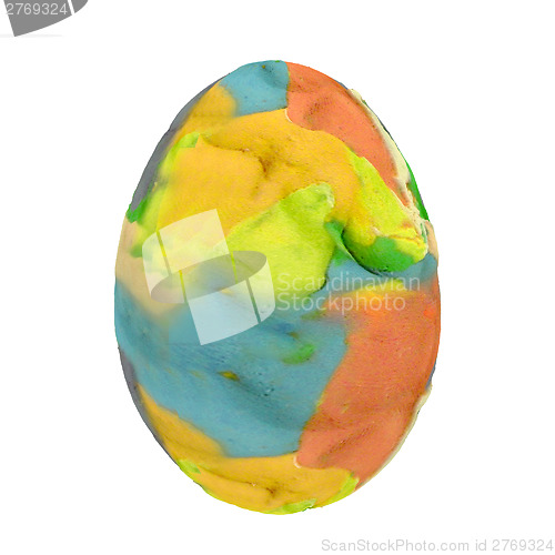 Image of Easter Egg with colored strokes Isolated on white background