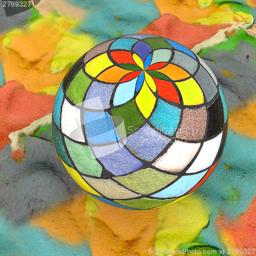 Image of Mosaic ball on colorful background