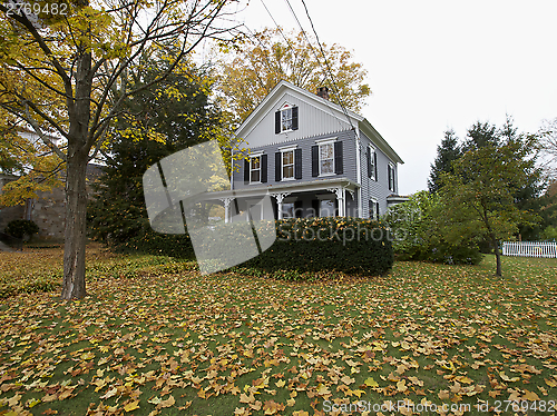 Image of New England American home in Fall