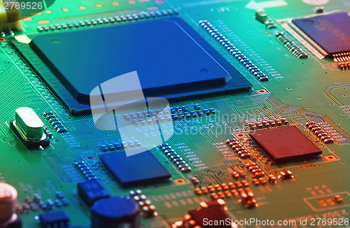 Image of Electronic circuit board close up.