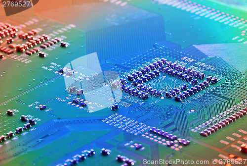 Image of Electronic circuit board close up.