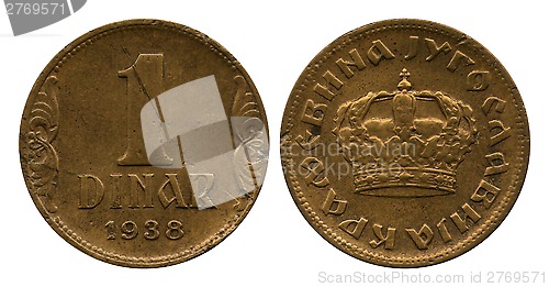 Image of one dinar, Yugoslavia, 1938