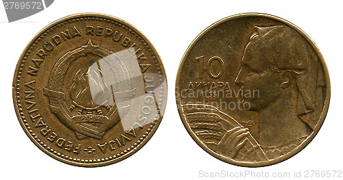 Image of ten dinar, FPR Yugoslavia, 1955