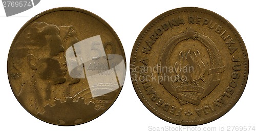 Image of fifty dinar, FPR Yugoslavia, 1955