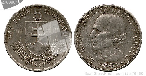 Image of five kronas, Slovakia, 1939