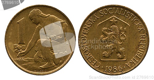 Image of one krona, Czechoslovakian Socialist Republic, 1986