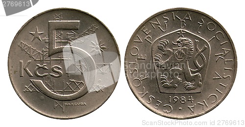 Image of five kronas, Czechoslovakian Socialist Republic, 1984