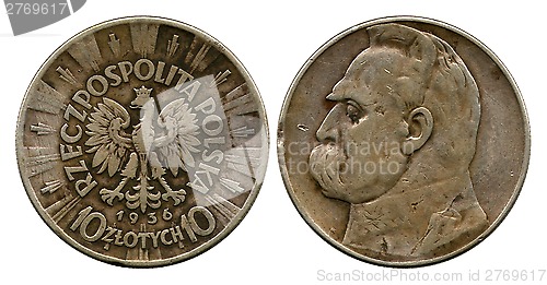 Image of ten zlotych, Poland, Pilsudskiy, 1936