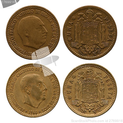 Image of one peseta, Spain, Francisco Franco, 1947, 1966