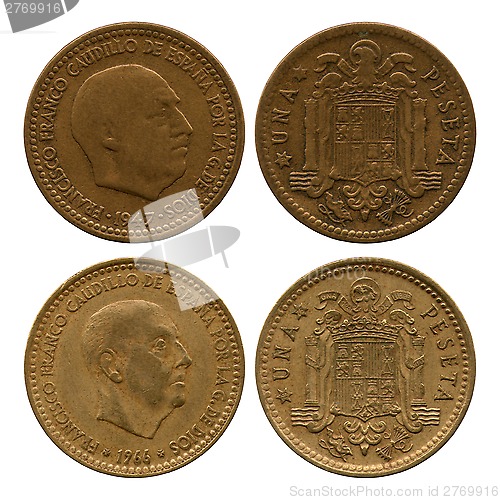 Image of one peseta, Spain, Francisco Franco, 1947, 1966
