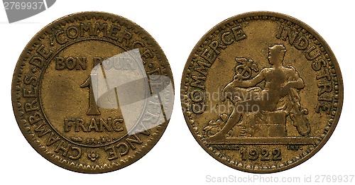 Image of one french franc, 1922