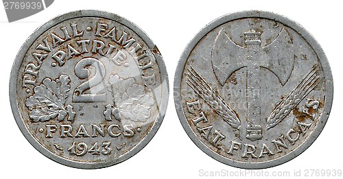 Image of two francs, France, 1943