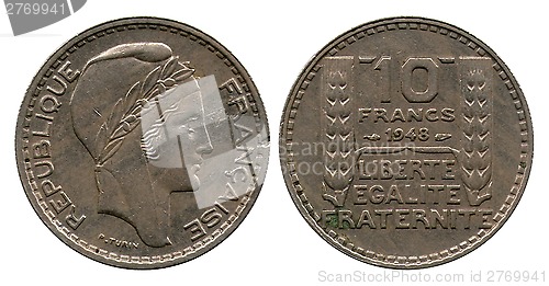 Image of ten francs, Republic France, 1948