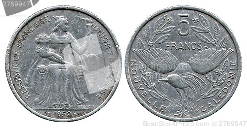 Image of five francs, New Caledonia, 1952