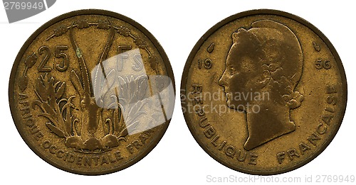 Image of twenty five francs CFA, 1956