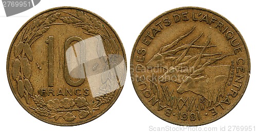 Image of ten francs CFA, 1981
