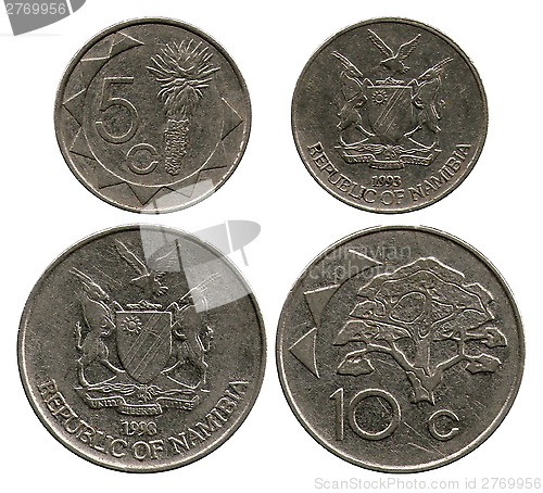 Image of five cents and dime, Namibia, 1993-1998