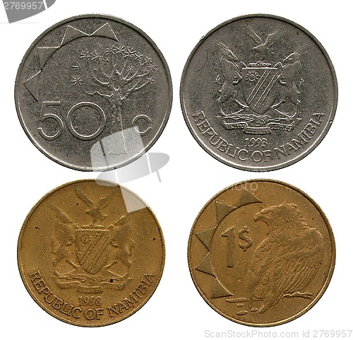 Image of dollar and fifty cents, Namibia, 1993-1998