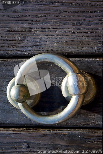 Image of knocker lanzarote   wood in the brown spain