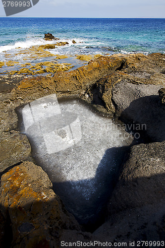 Image of in   isle foam rock spain landscape  stone sky cloud 