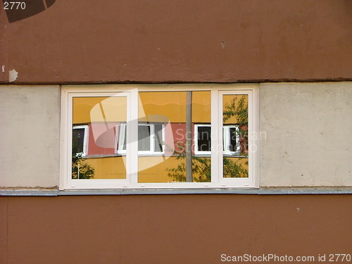 Image of neighbour house mirroring from the clean window