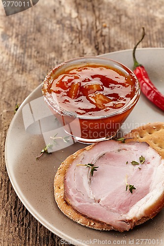 Image of Mango Chutney and Bread with ham