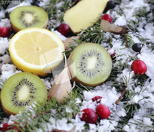 Image of Fruit on snow