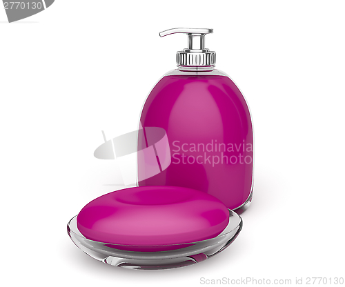 Image of Bar of soap and liquid soap