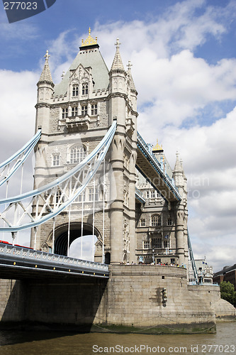 Image of tower bridge taken from butlers wharf pier london england uk tak