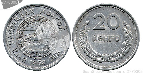 Image of twenty mungu, Mongolian Public Republic, 1959